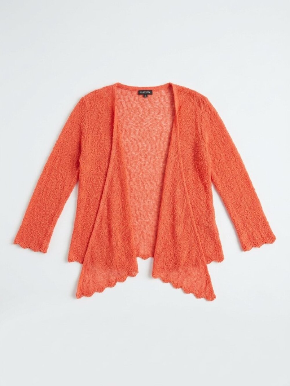 EMOTIONS - Lightweight Open-Front Coral Knit Cardigan Sweater - SMALL